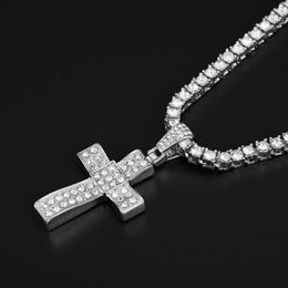 Chains 2023 Fashion Hip Hop Men Cross Pendant Necklace Religious Chain Statement Charm Jewellery Drop