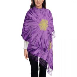 Scarves Women Purple Flower Scarf Winter Shawls Thin Wrap Lady Tassel Warm Hairy Bufanda