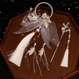 Necklace Earrings Set 2023 Wedding Hair Stick Earring Bride Jewellery Girls Fringe Hairpin Chopstick Charming Novia Headwear Jewellery