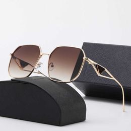 Luxury Designer Prad Sunglasses Men's Women's Sunglasses Metal Fashion Trend British Travel Driving Sunglasses Brown