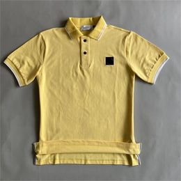 Stone Men Summer Business Polo Ins Style Pure Cotton Casual ISLAND T-Shirt Embroidery Label Lapel Short Sleeve Clothes UJ02