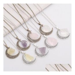 Pendant Necklaces Good Aaddadd Selling Natural Stone Moon Necklace Star Moonlight Gem Crystal Wfn070 With Chain Mix Order 20 Pieces Dh5Dg