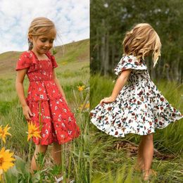 Girl's Dresses Party Princess Blue Square Collar Star Prt Girls' Dress 2 3 4 5 7 8 9 10 11 12 G220523