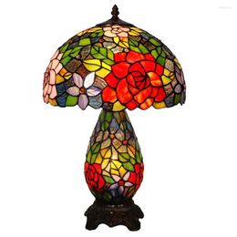 Table Lamps 12 " Stained Glass's Desk Two-color Rose Light Lamp Wedding Room Bedroom Bedside