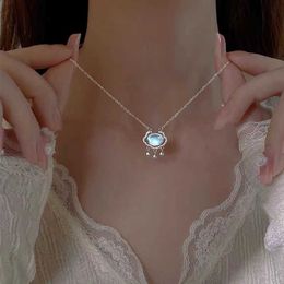 Necklaces opal Pendant Necklace Clavicle Chain Women Fashion Simple Bell Jewellery Temperature Party Wedding Gift G220524