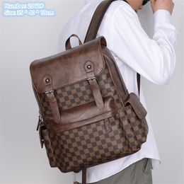 Factory wholesale men shoulder bags 2 colors outdoor waterproof leisure travel backpack flip belt decorative fashion computer bag classic plaid handbag 2060#