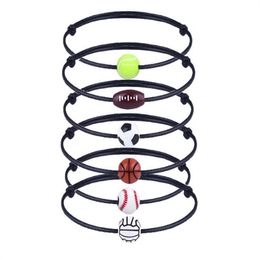 Sport Style Adjustable Inspirational Basketball Soccer Rugby Volleyball Braided Rope Bracelet Ball Charm Bracelets For Men Gifts GC2148