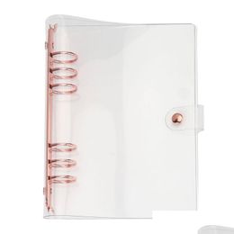 Notepads Agenda Journal Diary Planner Pvc Rose Gold Clear Binders Looseleaf 6 Ring A5 A6 30Mm Binder Er 210611 Drop Delivery Office Dh5Qn