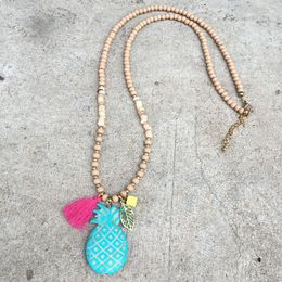 Pendant Necklaces Dongmu Design Bohemia Necklace Wooden Beads Tassels Pineapple Female Collocation Jewellery Accessories