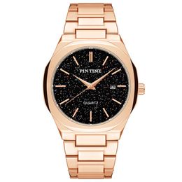 Wristwatches Men Luxury Rose Gold Hip Hop Golden Sliver Black Watches Men's Wrist Watch Clock Male Zegarek Meski Montre Quartz WatchWris