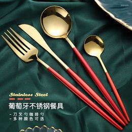 Dinnerware Sets Stainless Steel Cutlery Golden Silvery Glossy Coffee Spoon Dining Fork Knife Kitchen Flatware