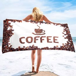 Coffee Bath Towel Oversized Travel Beach Towel Blanket Sand Free Quick Dry Absorbent Portable Pool Towels for Beach Swim Sports