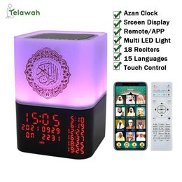 Portable Speakers Quran Speaker Wireless Bluetooth Remote Control Colourful Lamp LED Night Light With Azan Clock Islamic Player Ramadan giftsG230524