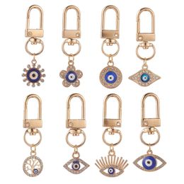 Turkish Evil Eye Charm Keychains Lucky Painting Blue Mini Key Chain Keyring for Men Women Car Key Pendant