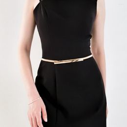 Belts Fashion Belt Dress Simple Versatile Women Thin Skinny Metal Gold Elastic Buckle Waistband Accessories