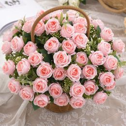 Decorative Flowers 10 Heads Rose Artificial Small Bouquet Silk Flower For Home Party Decoration Fake Christmas