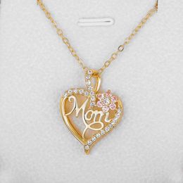 Pendant Necklaces CAOSHI Chic Gold Color Necklace For Mom Exquisite Mother's Day Gift Bright Zirconia Heart Accessories Anniversary