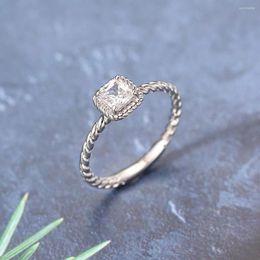 Cluster Rings Promise Ring For Women Korean Crystal Zircon Engagement Twisted White Gold Colour Jewellery Teens Accessories Wholesale R445