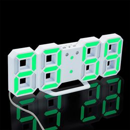 Clocks Accessories Other & 3D LED Digital Clock Snooze Desk Alarm For Bedroom Table Wall 24/12 Hour Display Night 8 Colors Home Decor