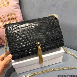 stylisheendibags Shoulder Bags Designer chain bag classic crocodile-print leather clutch flap envelope messenger bag women's brand designer handbag