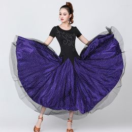 Gym Clothing Ballroom Dance Dress Women Short Sleeve Purple Standard Dancing Dresses Lady's Waltz Competition Costume