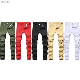 Men's Jeans Men's Jeans Man Swag Mens Designer Brand Black Skinny Ripped Destroyed Stretch Slim Fit Hop Pants With Holes For Men Fashion Casual L230520