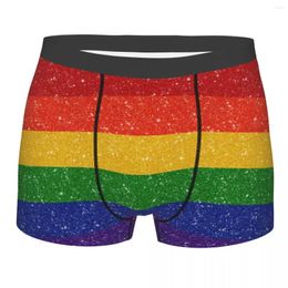 Underpants Faux Glitter Rainbow Pride Flag Underwear Sexy Breathbale LGBT Gay Lesbian Boxer Briefs Shorts Panties Soft For Male