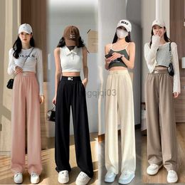 Women's Tracksuits Narrow Wide Leg Pants Women's 2023 New Spring/Summer Thin High Waist Draping Summer Slim Straight Tube Casual Knitted Pants Y23