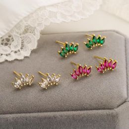 Stud Earrings BUY 2023 Trendy Green/White/Red Crystal CZ Cute Gold Colour For Elegant Women Wedding Jewellery Gift