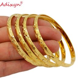 Bangles Adixyn 4pcs/lot Dubai Bangle for Women/Girls Gold Color Copper Luxury Bracelet India Africa Middle East Fashion Jewelry N071225