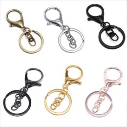 5pcs/lot 6 Colours Keychain Ring 30mm Key Ring Long 70mm Plated Lobster Clasp Key Hook Chain Supplies For Jewellery Making Findings