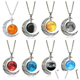 Pendant Necklaces Hollow Carved Moon Mens And Womens Star Time Gem Necklace Gsfn189 With Chain Mix Order 20 Pieces A Lot Drop Delive Dhhku