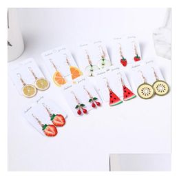 Charm Creative Fruit Earrings Watermelon Stberry Lemon Gsfe004 Fashion Gift National Style Women Diy Jewelry Earring Drop Delivery Dh74R