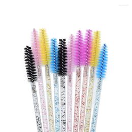 Makeup Brushes 50pcs/pack Disposable Crystal Eyelash Brush Diamond Handle Mascara Wands Extension Tool