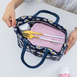 Backpacking Packs Oxford fabric large capacity hot lunch daisy printed food bento insulation picnic breakfast cooler bag P230524