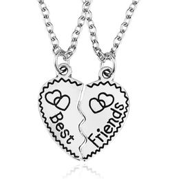 Chains Unisex 2 BFF Necklaces Ladies Heart Pendant Friend Letter Necklace Fashion Couple Men's Friendship Jewelry