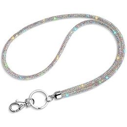 NEW Card Holder Lanyard All Around Bling Crystal Neck Strap Lanyard Women's Chain ID Badge
