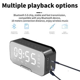 Portable Speakers Multifunction Alarm Clock LED Wireless Bluetooth-compatible Speaker FM Radio Music Player Card Bass Boom For All Phone ClocksG230524