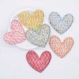 20PSCSewing Notions 12 pieces of filled colored fabric heart-shaped patches for DIY headwear decorative accessories used in handmade clothing hats P230524