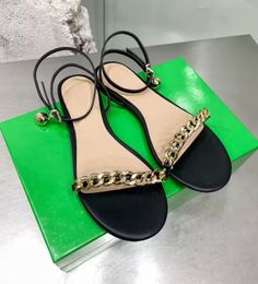 Non slip leather bottom sandals fashion women's silk chain massage nails high heels 9cm runway party wedding dress summer beach shoes 35-43