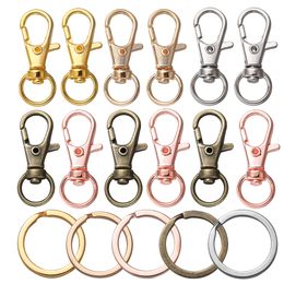 20Pcs Split Key Ring Lobster Clasp Hooks Split Key Ring Swivel Connector for DIY Necklace Bracelet Chain Jewellery Making Supplies