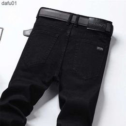 Men's Jeans Black Branded MenS Stretch Jeans Spring Summer Business Casual Loose Straight Denim Trousers Male Autumn Slim Pants 220711 L230520 L230520