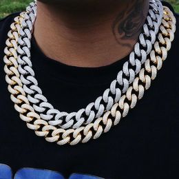 Necklaces Triple row CZ paved 15mm width iced out bling cuban necklace Rock hip hop cz men boy Heavy Miami cuban chain 18" 20"