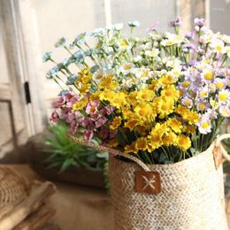 Decorative Flowers Artificial Flower Small Daisy Bunch Home Wedding Party Garden Decoration Fake DIY Wall Pography Props