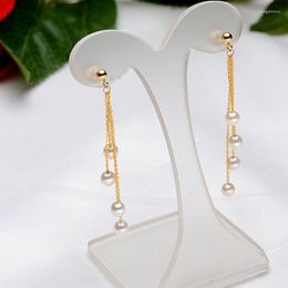 Dangle Earrings Sinya 18k Gold Beads Earring With Natural Round Pearls Tassel Drop In Au750 For Women Girls Mum DIY Wear 2023 S