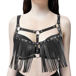 Canotte da donna Per donna Pelle Lingerie sexy Fascia per il petto Corpo Bondage Giocattoli sessuali BDSM Punk Erotico Giarrettiera Fetish Cosplay Indossabile