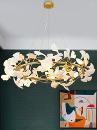 Pendant Lamps Light Luxury Post-Modern Villa Copper Living Room Lighting Designer Creative Ceramic Duplex Building