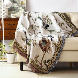 Carpets Flowers Birds Kilim Carpet Tassels Sofa Towel Blanket For Chair Living Room Bedroom Rug Soft Bedspread Tapestry