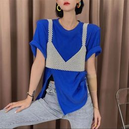 Chokers FSHXOL Fishion temperament beaded vest pearl shoulder chain Jewellery dress design hand-woven suit T-shirt chest chain accessories 230524