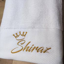 10 Colours Customised Towel Embroidery Pesonalized Towels Crown with Name Spa Beauty Salon Logo Black Purple Pink White Towel